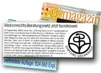 ASB Magazin - September 2003: Medizinrechts-Beratungsnetz jetzt bundesweit ASB Magazin - September 2003: Medizinrechts-Beratungsnetz jetzt bundesweit